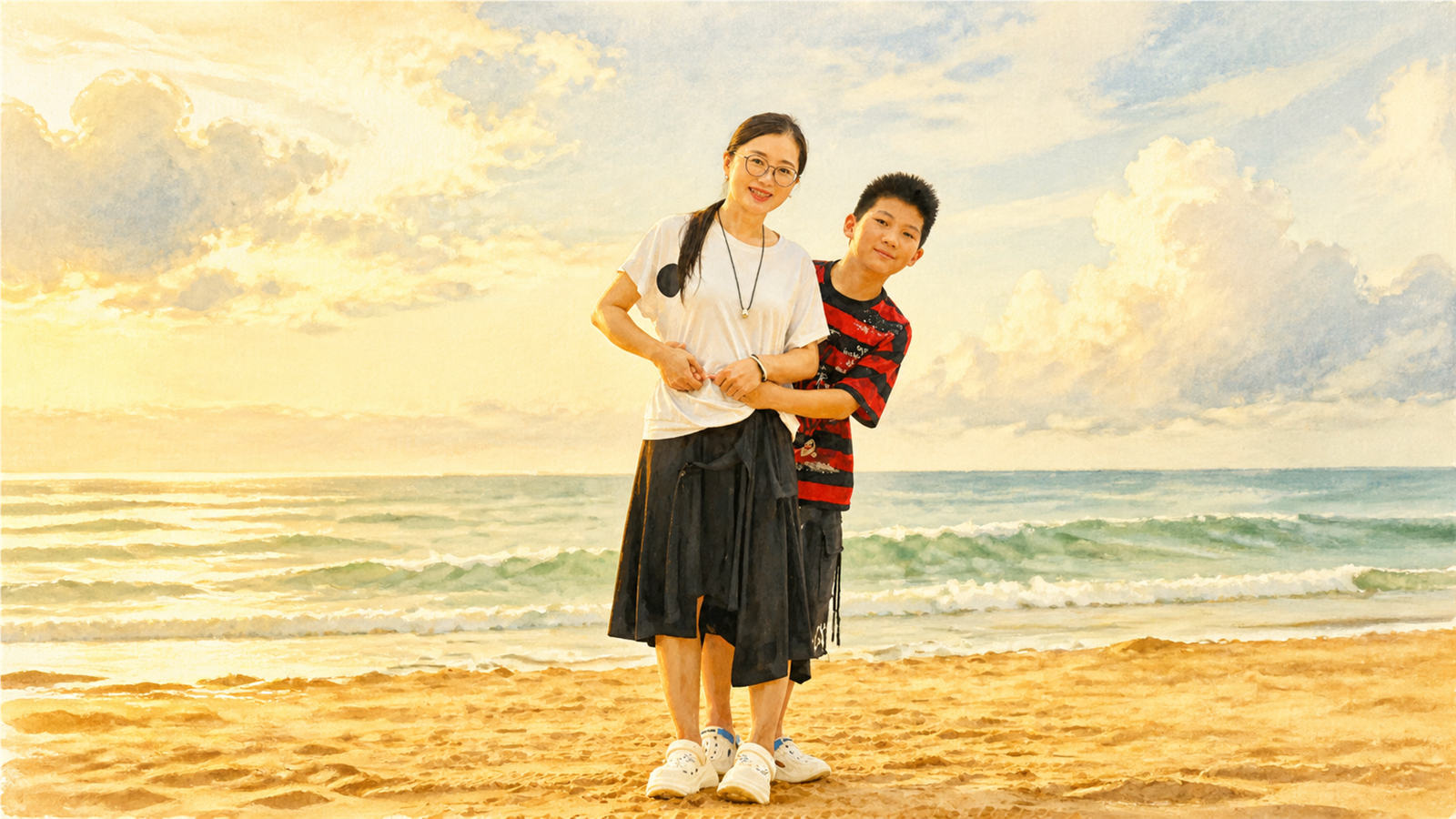 海风把我们抱在一起