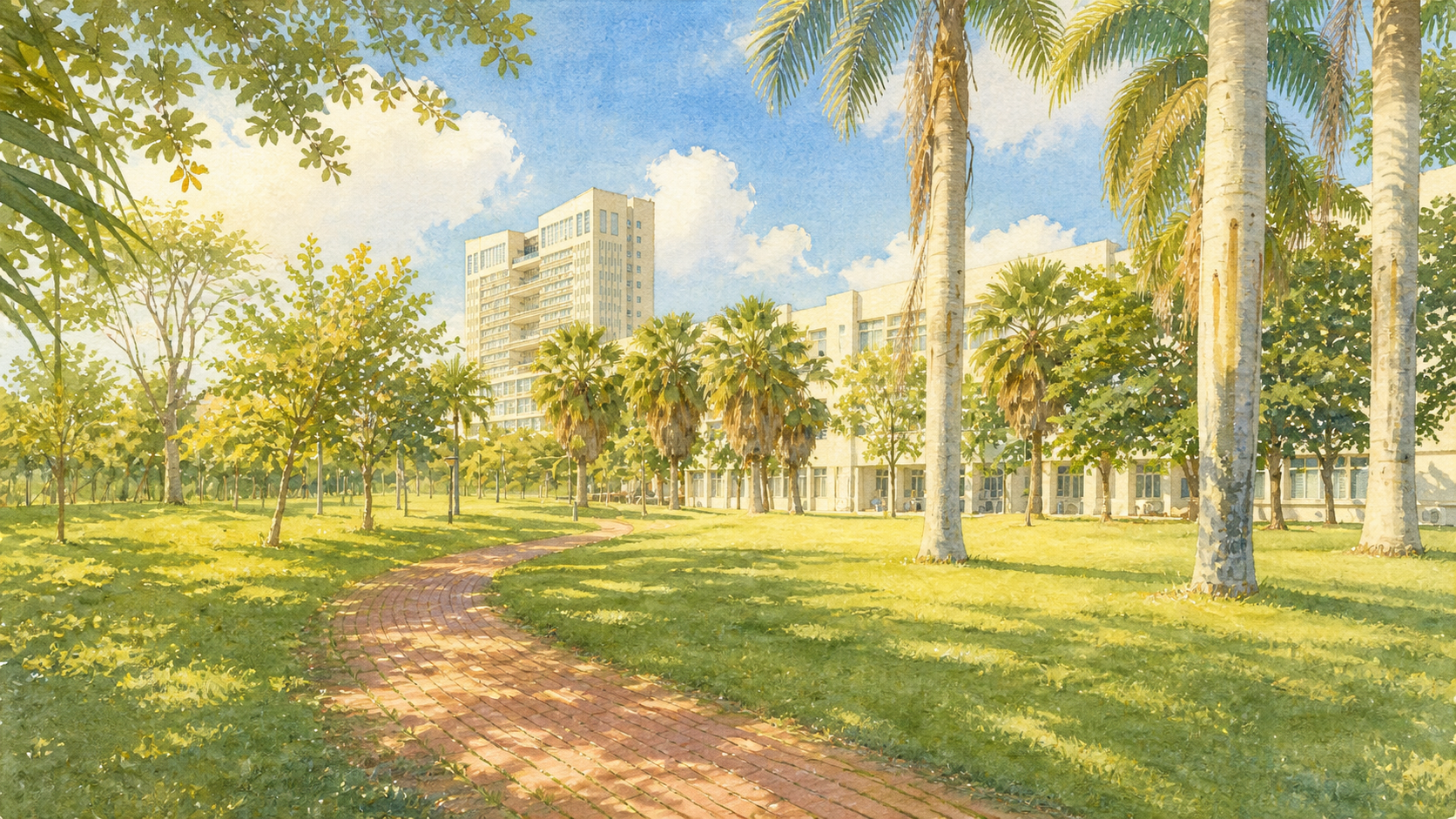 椰林红砖路
