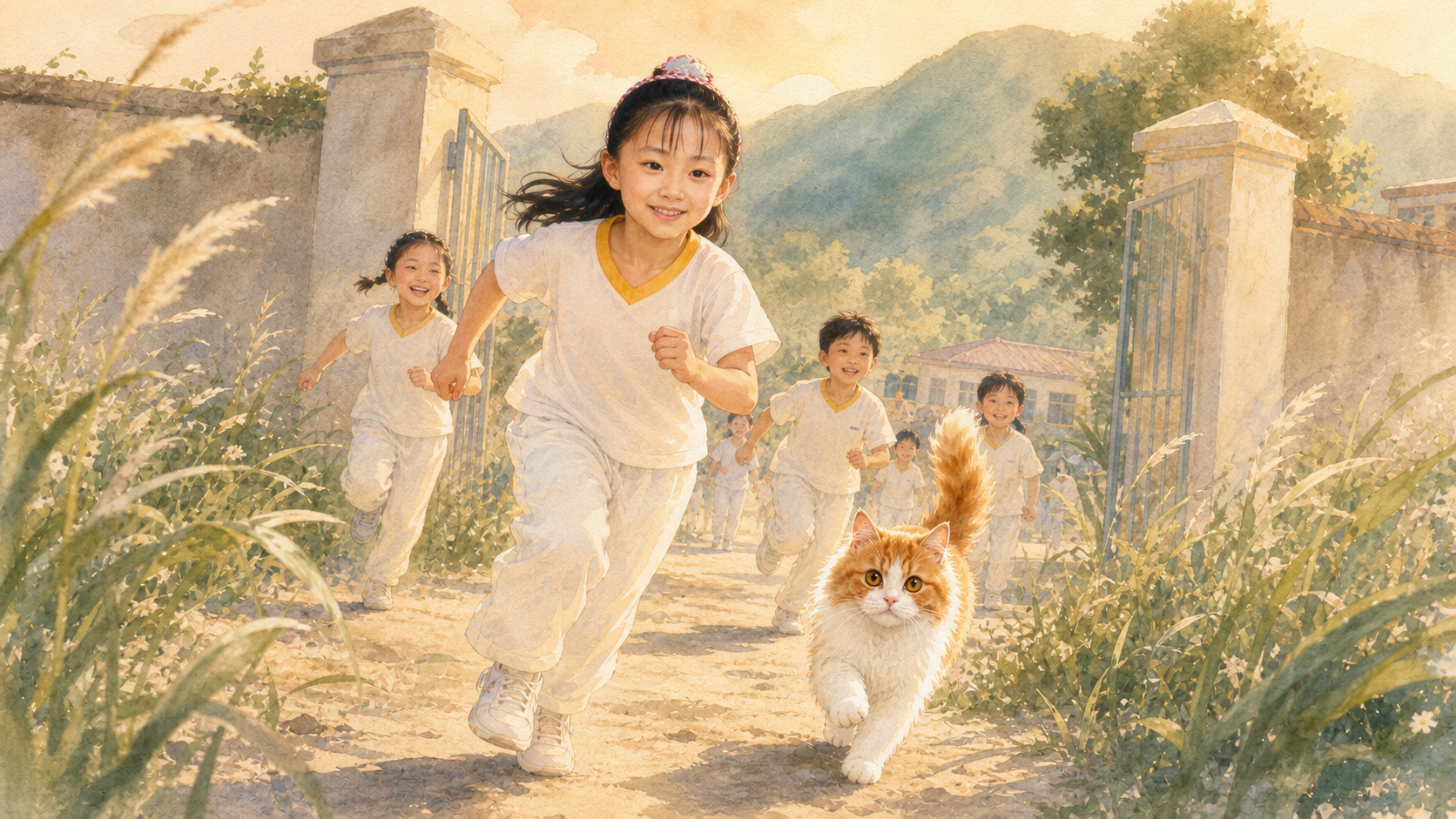 放学路上活泼的小学生